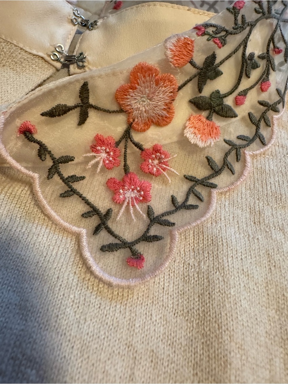 Club Monaco Cream Sweater with Floral Embellishments - Picture 10 of 10